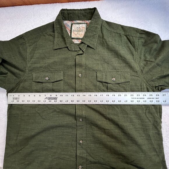 Outdoor Life Mens Green Long Sleeve Button-Up Shirt XL Cotton Lightweight NWOT - Picture 7 of 8